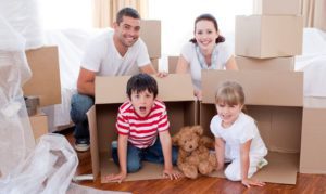 happy residential moving family